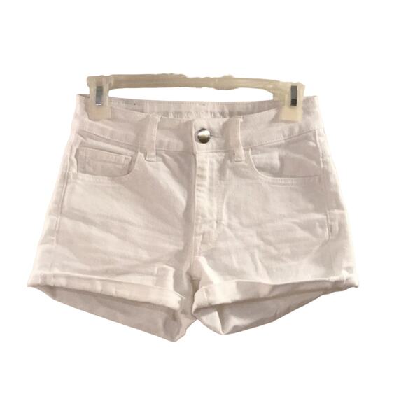 American Eagle Hi Rise Shortie Shorts White Super Super Stretch Denim - Picture 1 of 7